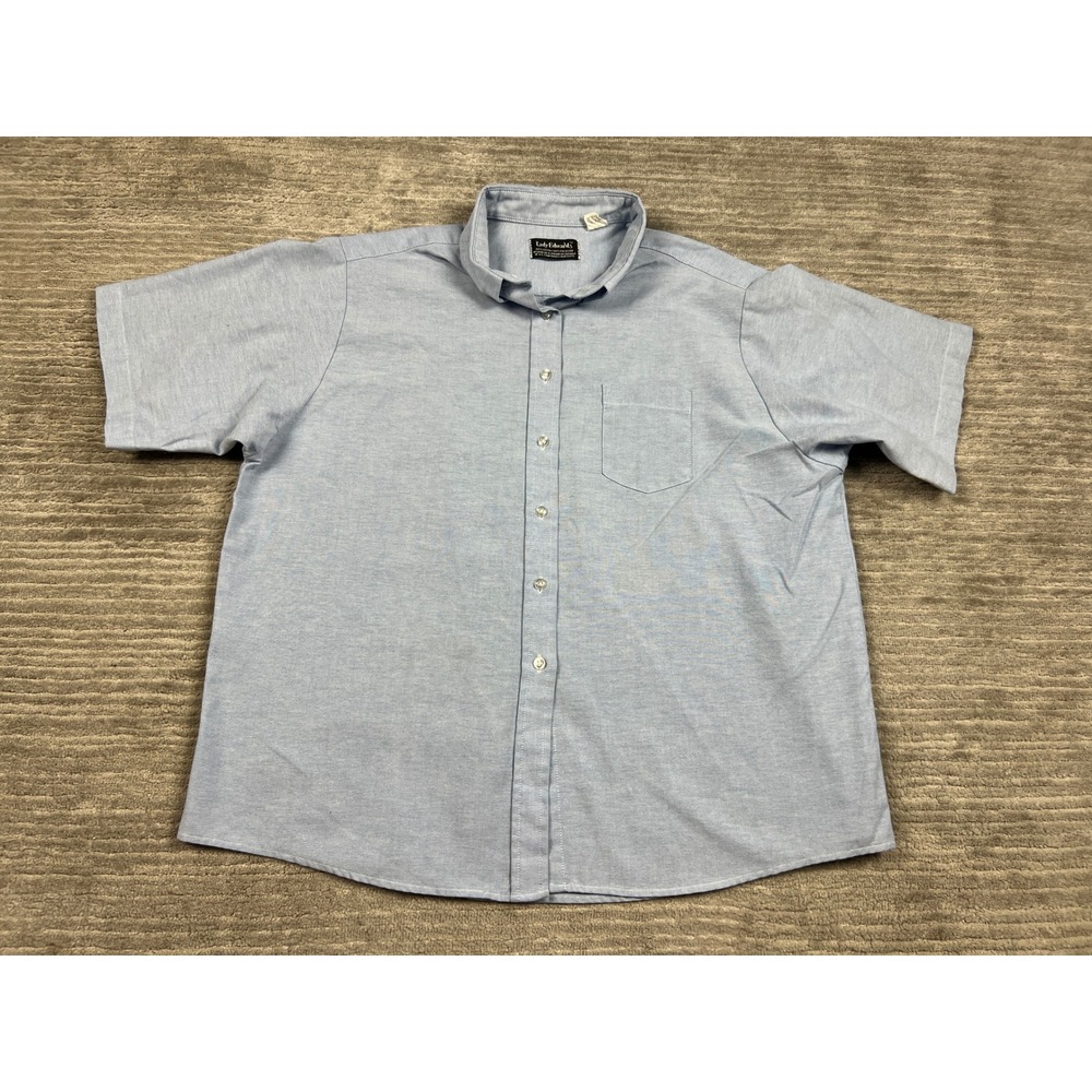 Lady Edwards Button Down Shirt Womens 18 SS Blue Oxford Short Sleeve Pocket 3020